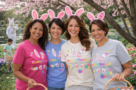 Bunny Squad T‑Shirt 1 — Cute Easter Bunny Tee with Pastel Eggs