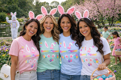 Bunny Squad T‑Shirt 1 — Cute Easter Bunny Tee with Pastel Eggs