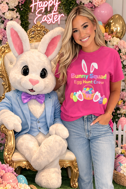 Bunny Squad Tee 2 — Easter Bunny Ears & Colorful Egg Basket Shirt