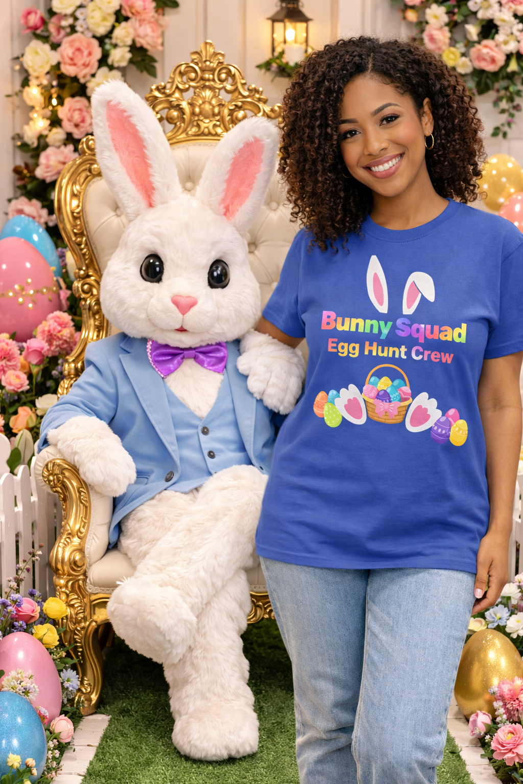 Bunny Squad Tee 2 — Easter Bunny Ears & Colorful Egg Basket Shirt