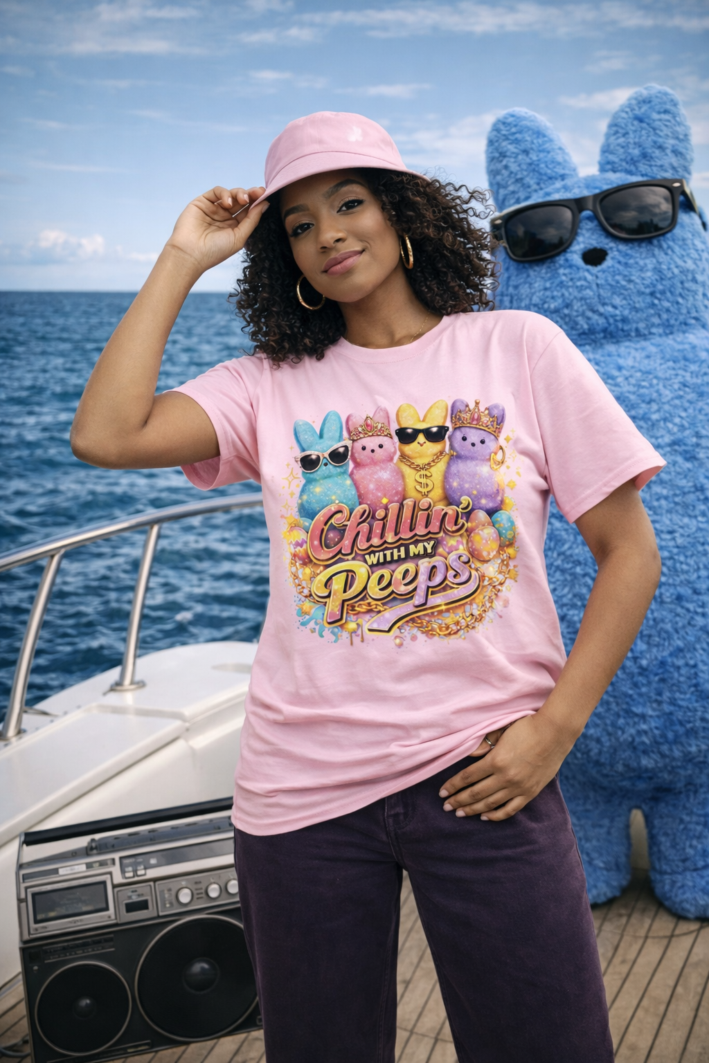 Chillin' With My Peeps T-Shirt 1 — Cute Easter Marshmallow Bunny Graphic Tee