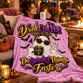 Drink Coffee, Do Spooky Things Faster-Velveteen blanket-Pink