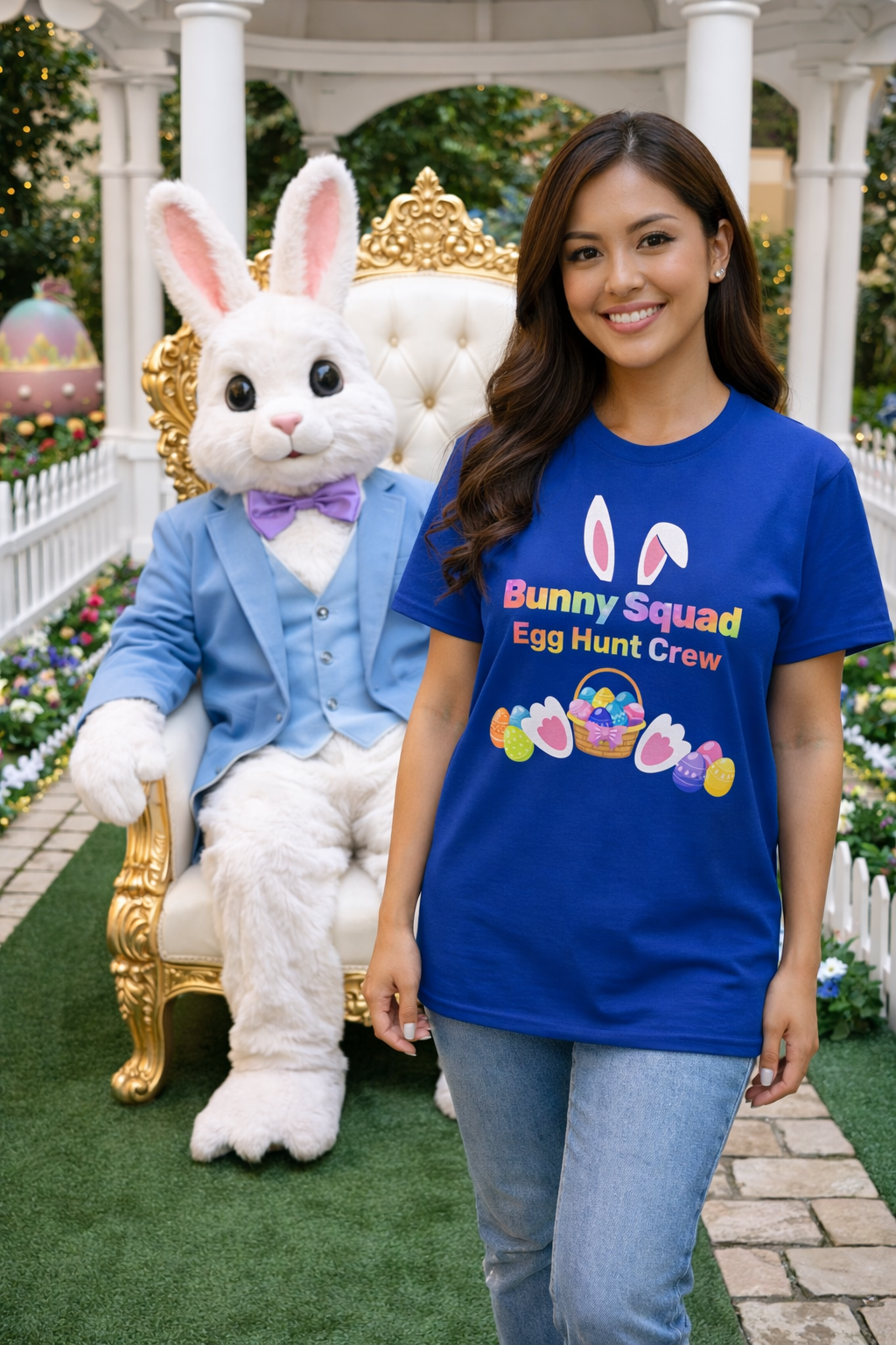 Bunny Squad Tee 2 — Easter Bunny Ears & Colorful Egg Basket Shirt