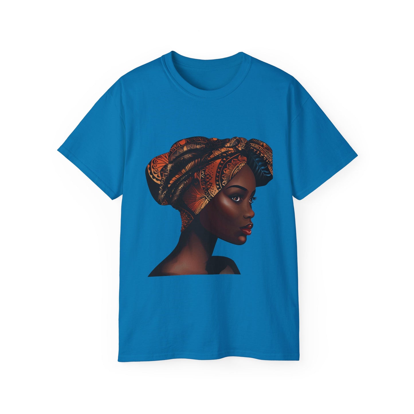 Queen Moon Unisex Ultra Cotton Tee - Afrocentric Design with Colorful Headwrap