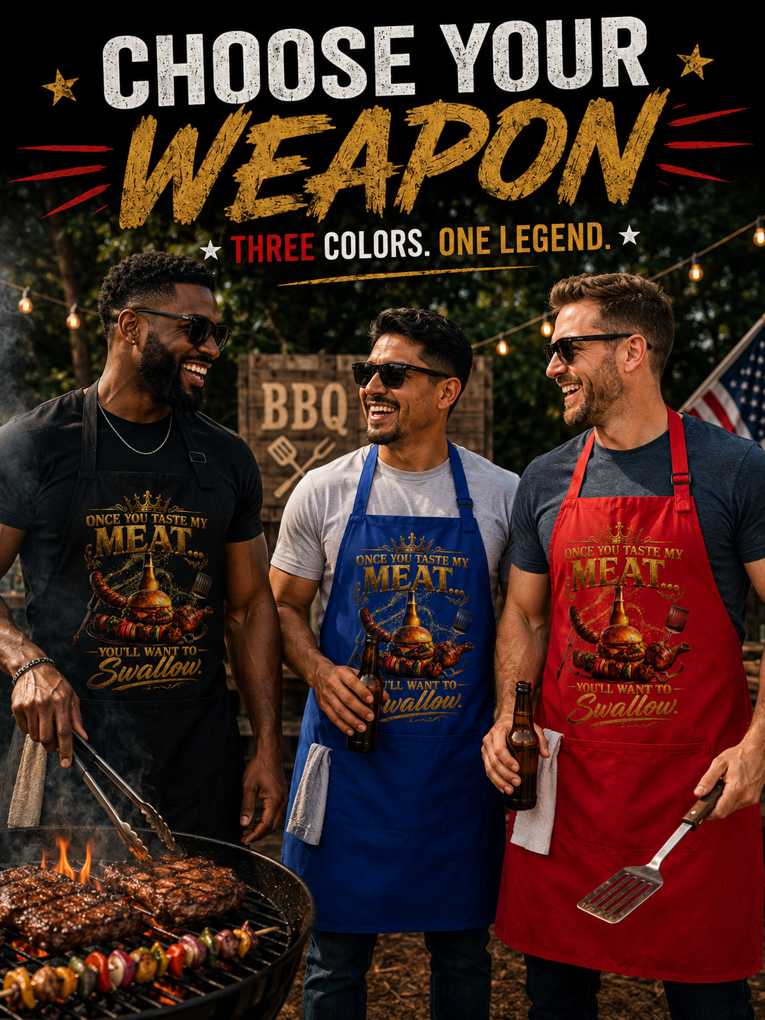 Once You Taste My Meat You'll Want to Swallow' BBQ Chef Cotton Apron