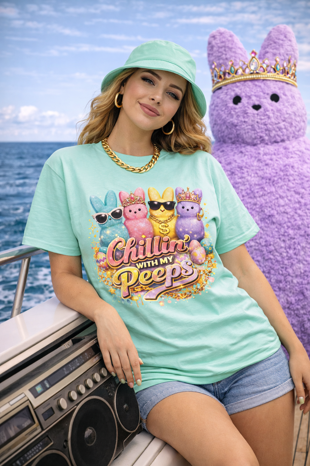 Chillin' With My Peeps T-Shirt 1 — Cute Easter Marshmallow Bunny Graphic Tee
